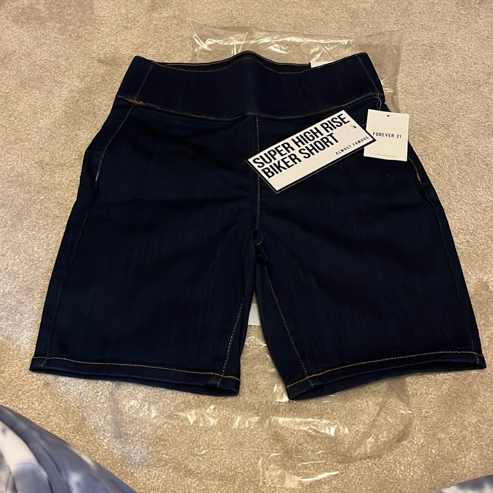 Jean colored high rise biker shorts